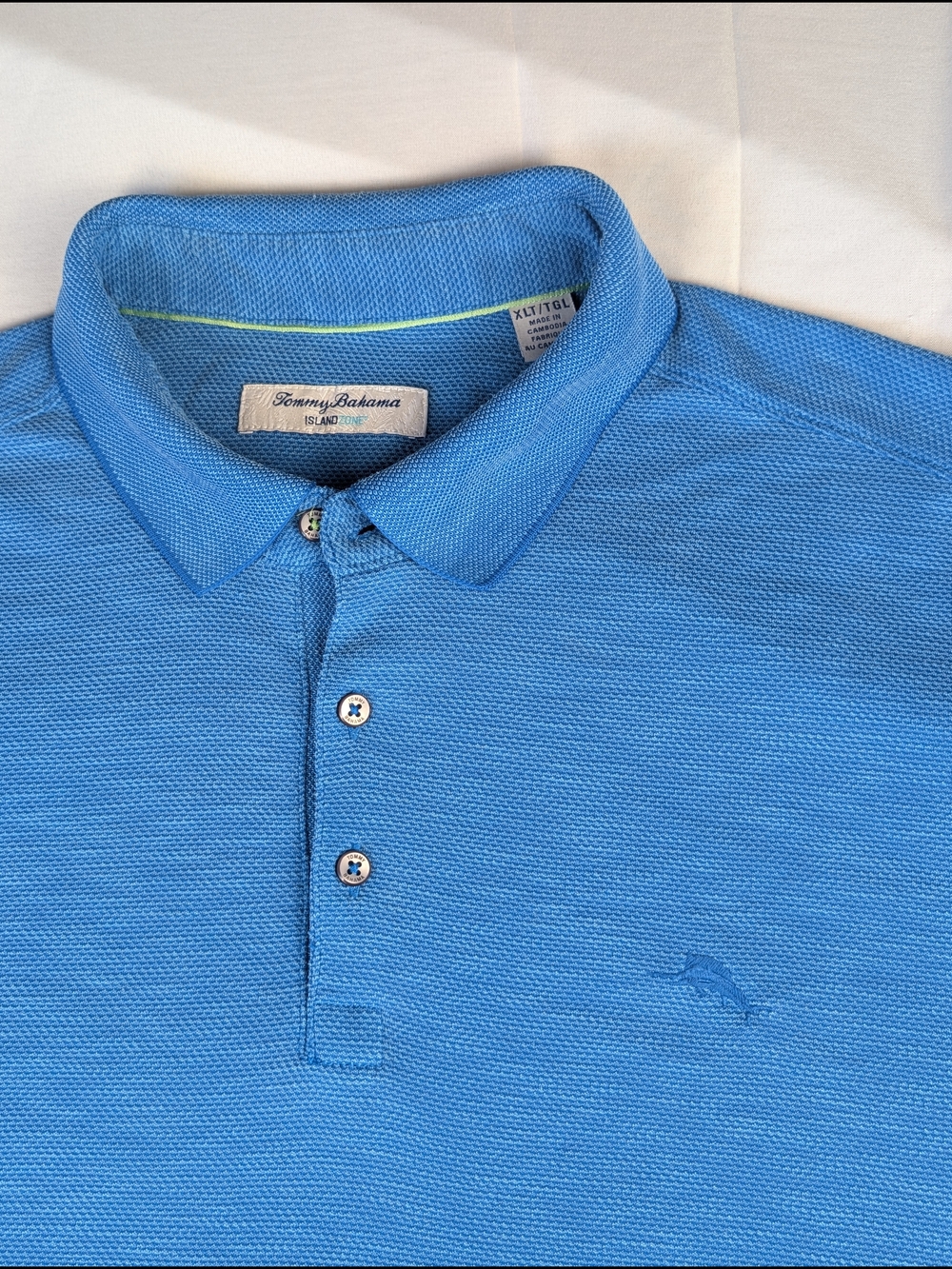 Tommy Bahama Island Zone Blue Polo Shirt Men's XL Short Sleeve Coolmax Blend